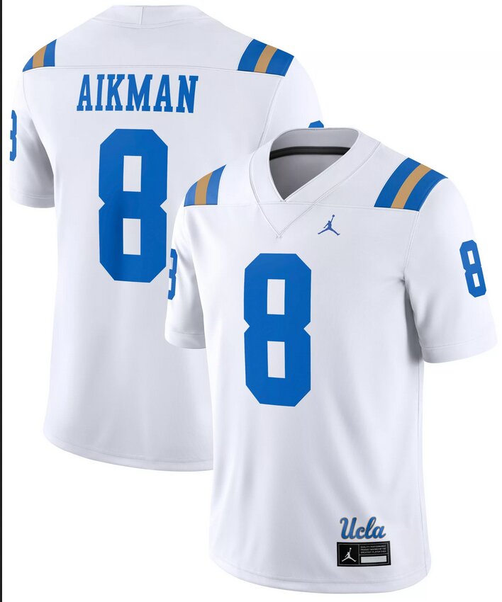 Men UCLA Bruins Jordan #8 Troy Aikman ROYAL  white Game 2024 Nike NCAA Jersey->customized nfl jersey->Custom Jersey
